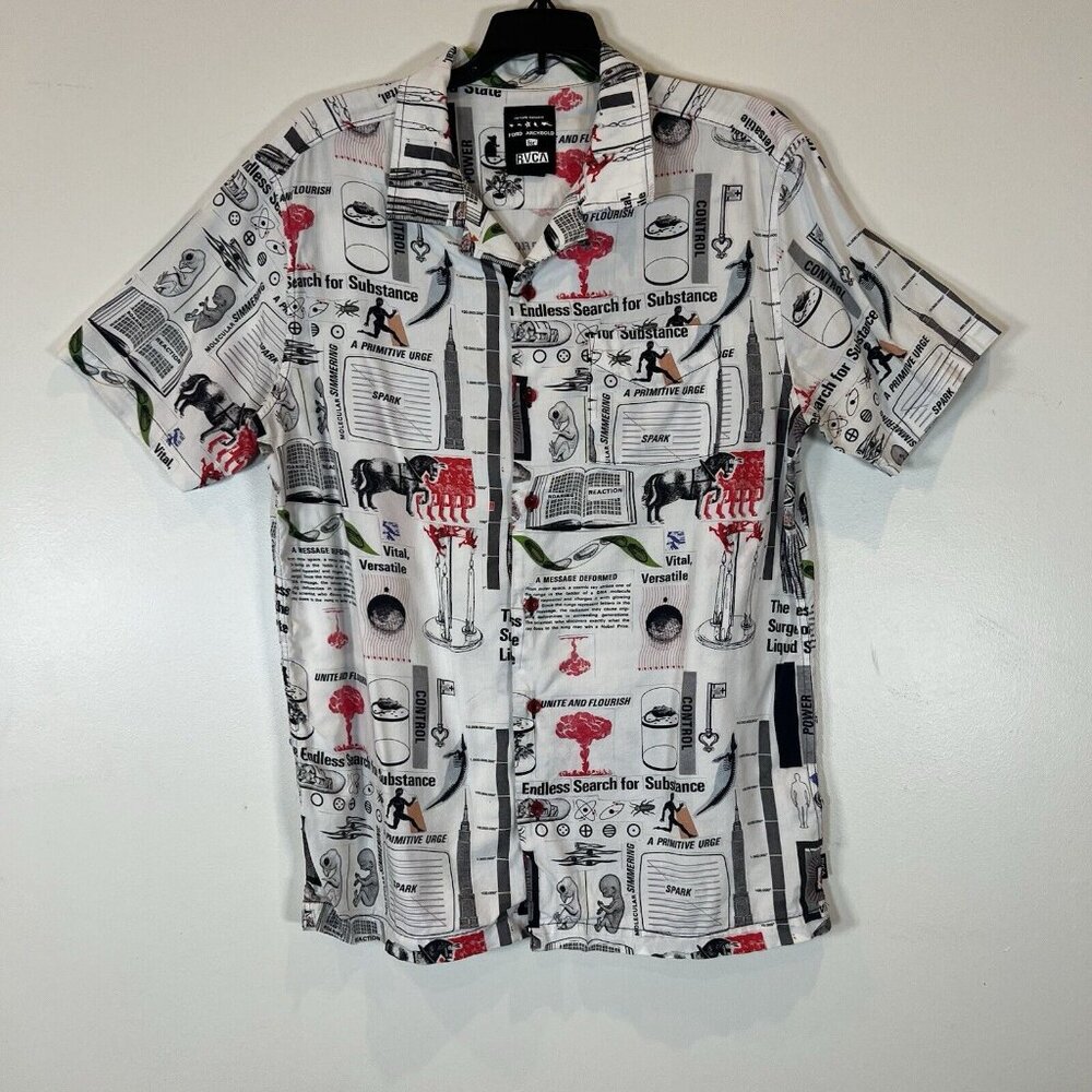 Spun Spirit Ford Archbold RVCA Men's Casual Button-Up Short Sleeve Shirt M